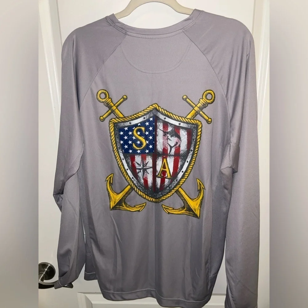 Soul of Adventure Gray Long Sleeve “captain” Rash Guard/Fishing Shirt